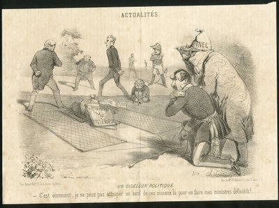 Illustration by Charles Vernier in Le Charivari - A Political Birdcatcher - President of the Republic, Ministry of the Interior - Thiers Adolphe, Napoleon III, Faucher Leon - Portfolio by Charles Vernier