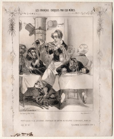 The French Caricatured by Themselves: Wigs à la Julienne, Satin Hats with Anchovy Butter, Dress with Juice by Charles Vernier