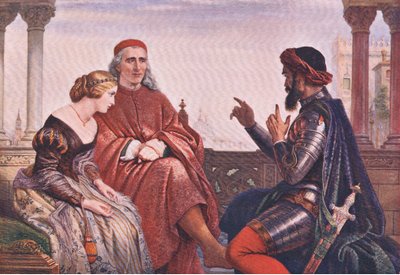 The wooing of Desdemona (Othello) "Wherein I spake of most disastrous chances, of moving accidents by flood and field" , from The Complete Works of William Shakespeare by Charles West Cope