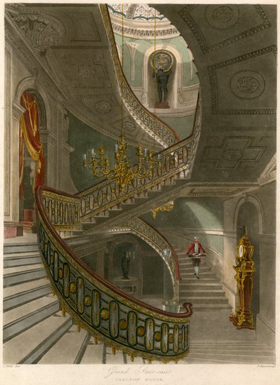 Grand staircase, Carlton House, London by Charles Wild