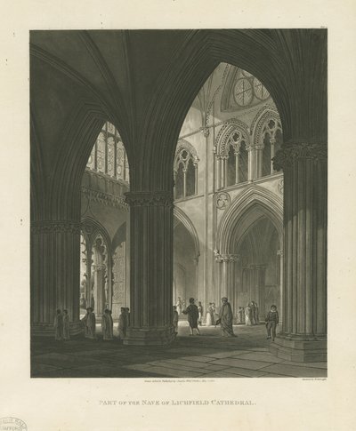 Interior of Lichfield Cathedral - Nave (engraving) by Charles Wild