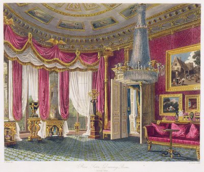 Rose Satin Drawing Room (second view) Carlton House, engraved by R. Reeve from 