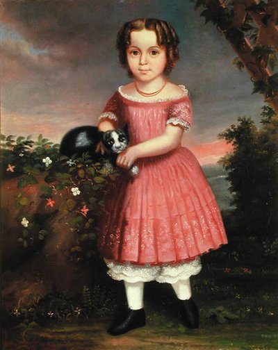 Portrait of a Child Stroking a Cat by Charles Winter