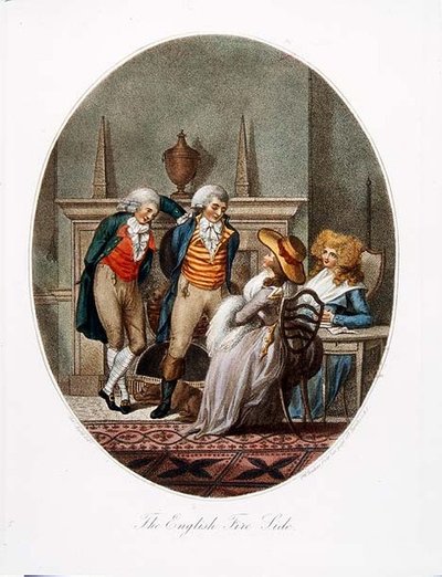 The English Fire Side, engraved by P.W. Tomkins by Charles after Ansell