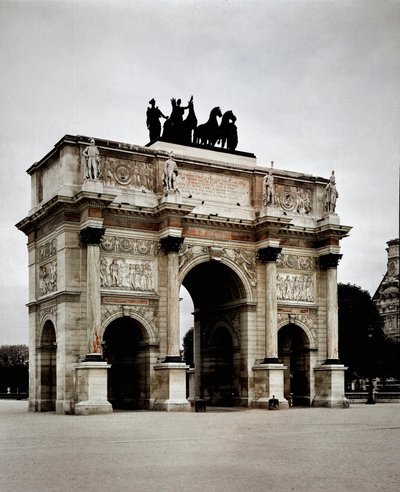 View of the Arc de Triomphe du Carrousel realized by Pierre Francois Leonard Fontaine and Charles Percier in Paris (Louvre) by Charles and Fontaine Pierre Percier