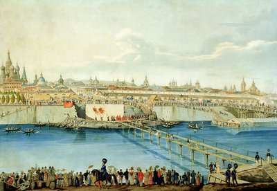 Laying of the Moskvoretsky Bridge in Moscow, 1830 by Charles de Hampeln