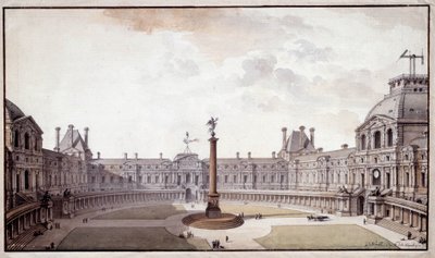 Architecture: project to redesign the Salon Carre du Louvre. Drawing in ink and pen by architect Charles de Wailly by Charles de Wailly