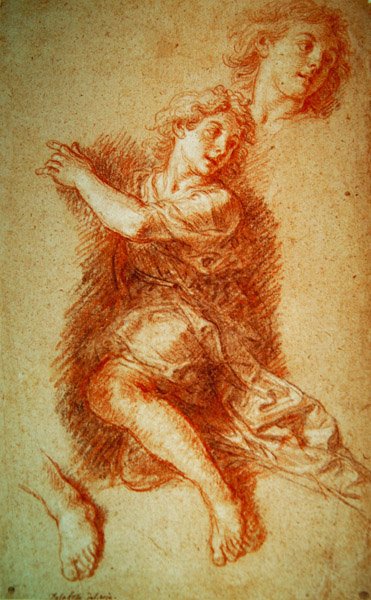 Study of a kneeling angel by Charles de la Fosse