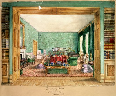 The Drawing Room at Meesdenbury, f13 from An Album of Interiors by Charlotte Bosanquet