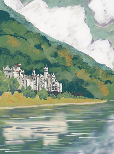 Historic Lakeside Castle by Charlotte Trudgett