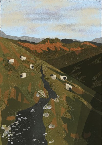Sheep on Mountain Path by Charlotte Trudgett