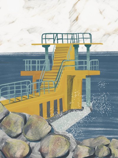Yellow Ocean Diving Platform by Charlotte Trudgett