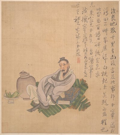 Figures, Flowers, and Landscapes, one leaf dated 1627 by Chen Hongshou