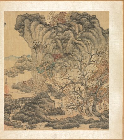 Paintings after Ancient Masters: Travelers in an Autumn Landscape by Chen Hongshou