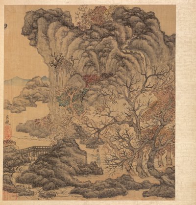 Paintings after Ancient Masters: Travelers in an Autumn Landscape by Chen Hongshou