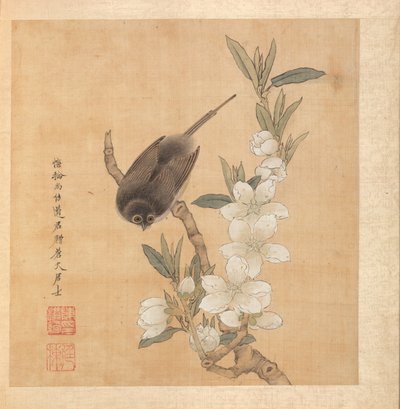 A Bird and Peach-Blossom Branch by Chen Hongshou