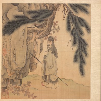 Paintings after Ancient Masters: Scholar with Staff and Brush by Chen Hongshou