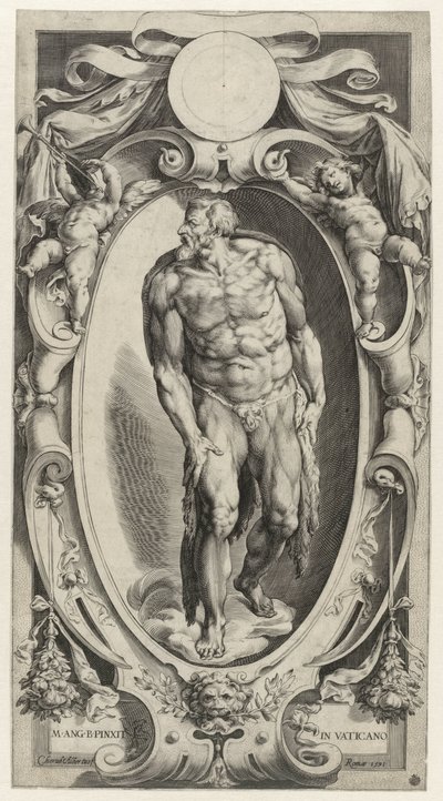 John the Baptist in a Cartouche (Figures from the Last Judgment in the Sistine Chapel series) by Cherubino Alberti