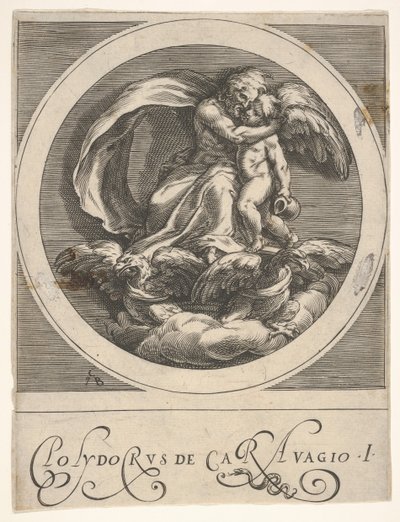 Jupiter, Seated Above Two Eagles and Embracing Cupid by Cherubino Alberti