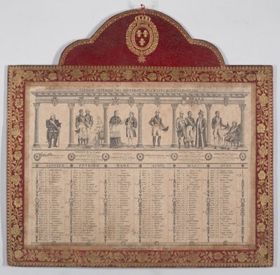 French Calendar for the Year 1816, Galerie Generale des Souverains des Etats Européens, 1816 by Chevalier Henry Guillot