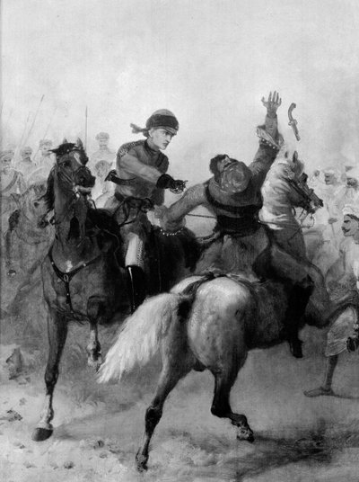 Lieutenant John Watson of the 1st Punjab Cavalry winning the Victoria Cross at Lucknow during the Indian Mutiny on 14th November 1857 by Chevalier Louis William Desanges