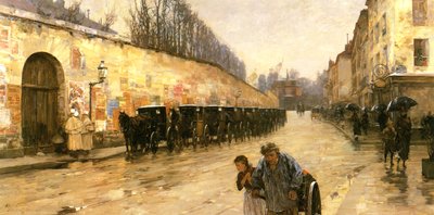 Cab Station, Rue Bonaparte, Paris by Childe Frederick Hassam