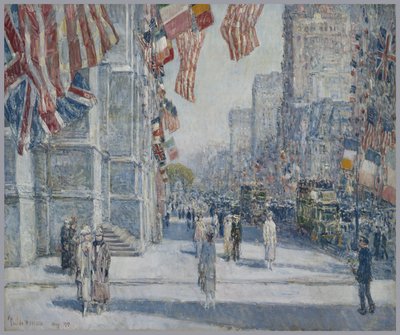 Early Morning on the Avenue in May 1917 by Childe Frederick Hassam