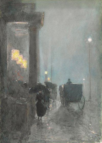 Fifth Avenue, Evening, c.1890-93 by Childe Frederick Hassam