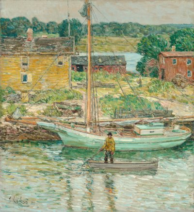 Oyster Sloop, Cos Cob by Childe Frederick Hassam