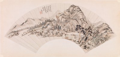 Fan depicting a landscape by Chin Ping wen Chin Ping wen