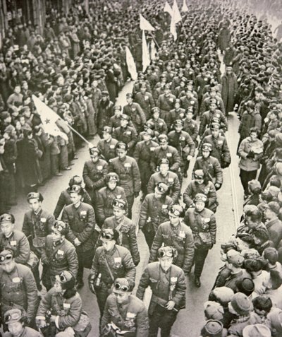 Chinese Medical Corps leaving Shanghai for Korea in 1951 by Chinese Photographer