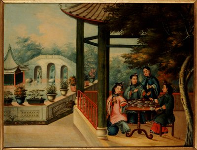 A Chinese Garden Scene with Ladies Taking Tea, mid 19th century by Chinese School