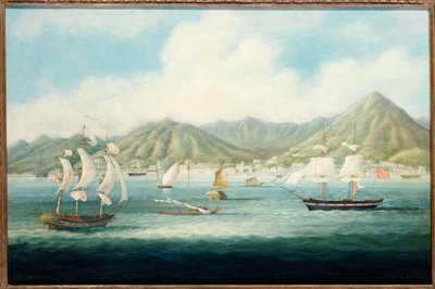 A View of Victoria, Hong Kong with British Ships and other Vessels by Chinese School