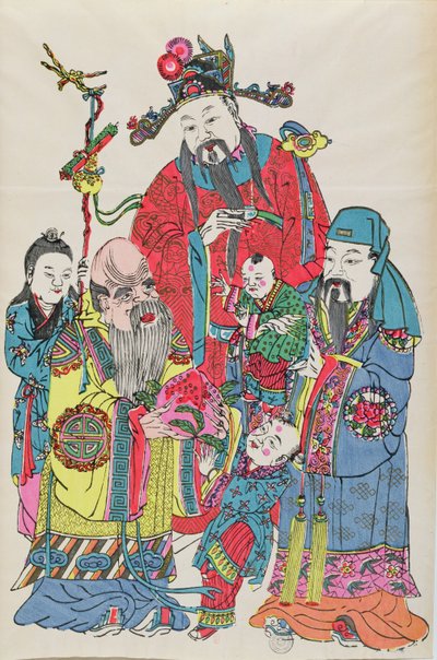 A family surrounding the God of Longevity, end nineteenth century by Chinese School