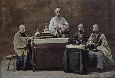 A group of Chinese bonzes; engraved and printed by Gilot; 1896 by Chinese School