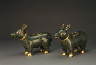 A pair of cloisonne enamel tapir form vessels by Chinese School
