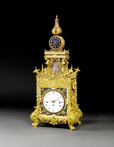 A Very Rare Ormolu, Paste-Inset Musical Automaton Table Clock, Probably Guangzhou, c.1790 by Chinese School