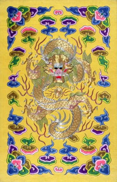 An Embroidered Chinese Dragon, from the front cover of a Franco-Chinese diplomatic treaty by Chinese School
