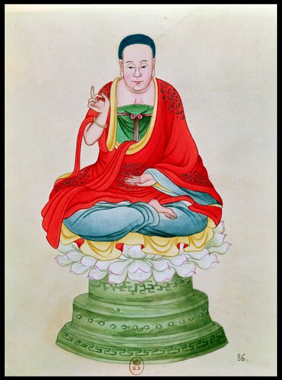 Buddha seated on a lotus flower by Chinese School