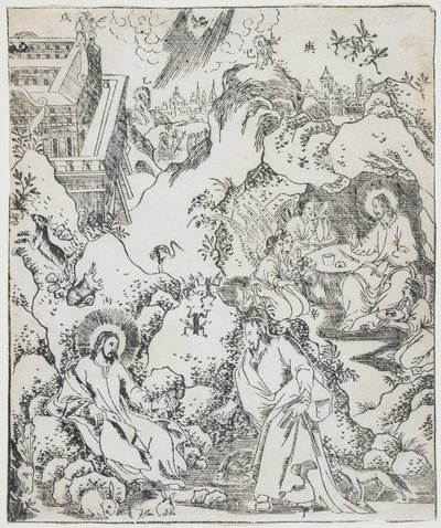 Christ in the Wilderness (Plate from Giulio Alenis Tianzhu jiangsheng zhuxiang jingjie) by Chinese School