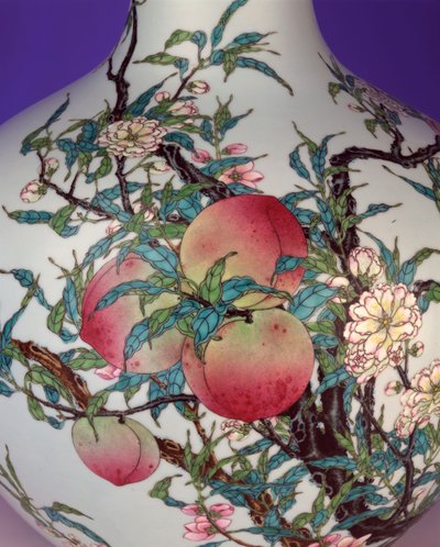 Detail (Magnificent Famille Rose Nine-Peach Globular Bottle Vase) by Chinese School