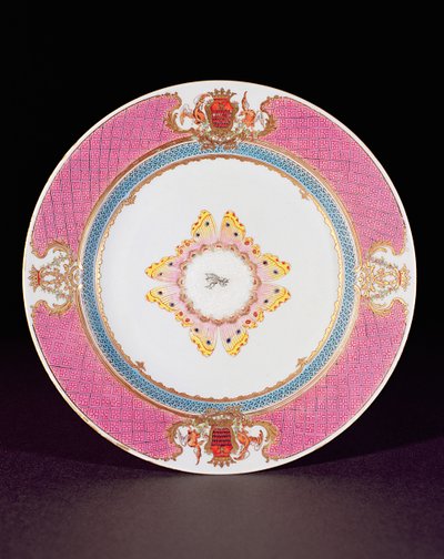 Dinner plate painted in Famille Rose enamels with the arms of the Grimaldi di Castro, Yongzheng period c.1735 by Chinese School