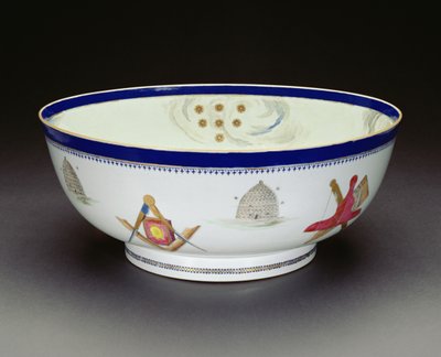 Famille Rose Export Masonic Bowl, Qianlong period, 1736-95 by Chinese School