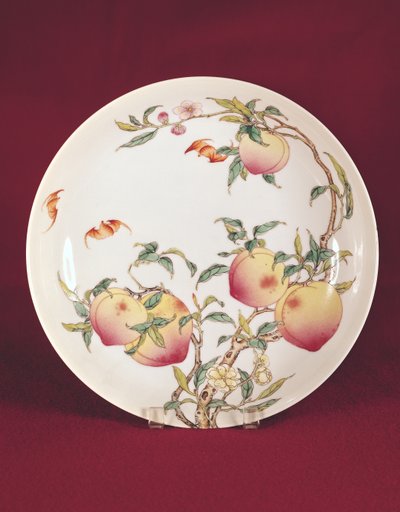 Famille rose plate decorated with a pattern of apricots, Qing Dynasty by Chinese School