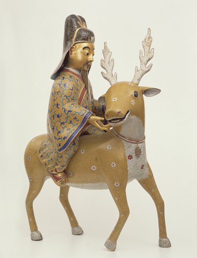 Figure of an immortal riding a deer by Chinese School