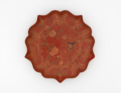Lacquered dish with incised gold and painted decoration, 16th-17th century by Chinese School