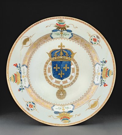 Large armorial charger with the arms of the King of France by Chinese School