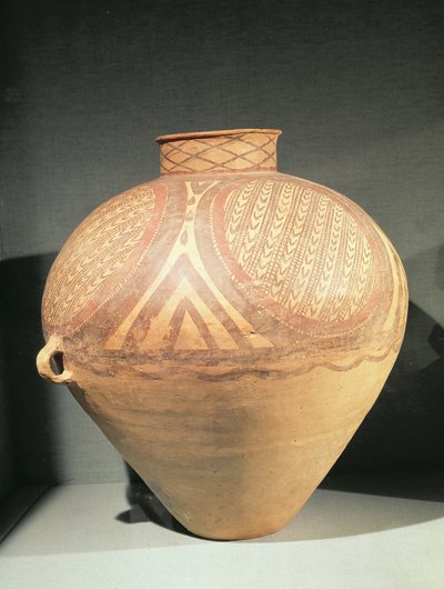 Large narrow necked jar with small handles, from Yung-Ching, Gansu, late 3rd millennium BC by Chinese School