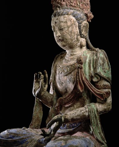 Large seated bodhisattva with hands raised, Jin dynasty (1115-1234) (detail) by Chinese School