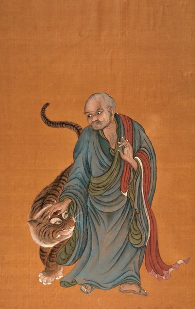 Lohan with Tiger, late 18th to early 19th century by Chinese School